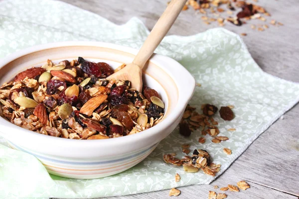 Homemade granola with dried fruits, nuts and seeds