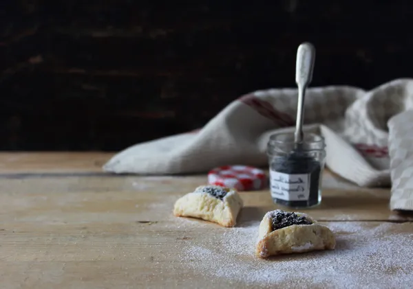 Hamantaschen cookies with poppy seed