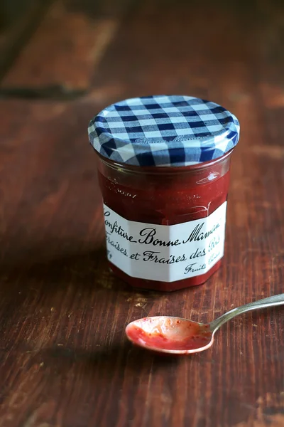 Strawberry jelly lam or marmalade in a jar