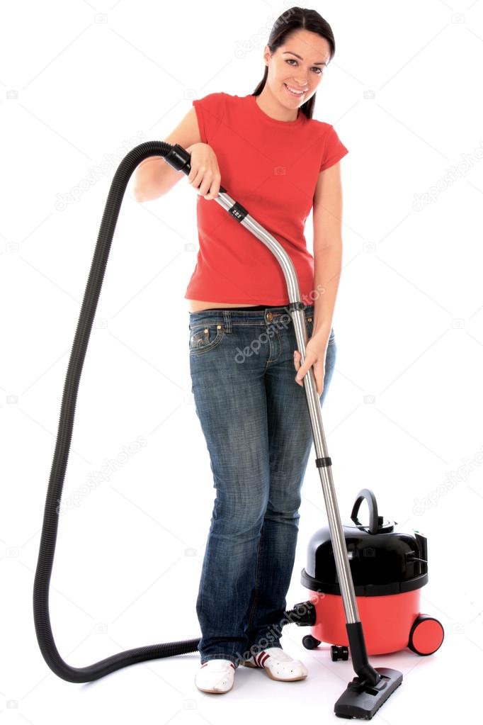 Young Woman Hoovering — Stock Photo © richardmlee 12826040