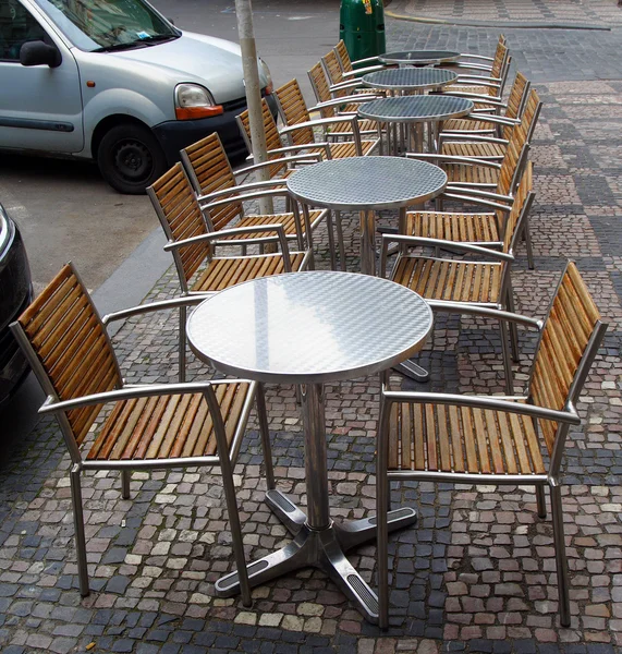Tables and chairs in open air