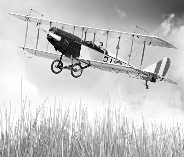 Vintage flying biplane