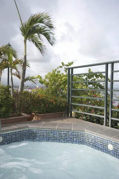 Roof top swimming plunge pool and hot tub