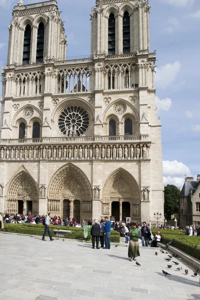 Tourists at Notre Dame Cathedral Paris France
