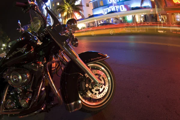 Motorcycle south beach night scene