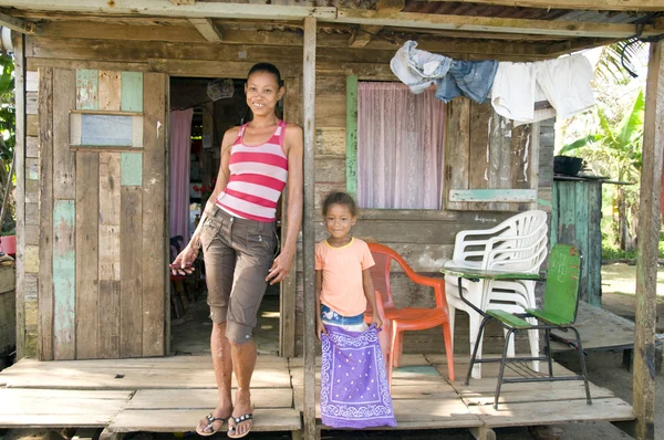 Nicaragua mother daughter clapboard house Corn Island