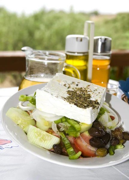 Greek salad in the greek islands