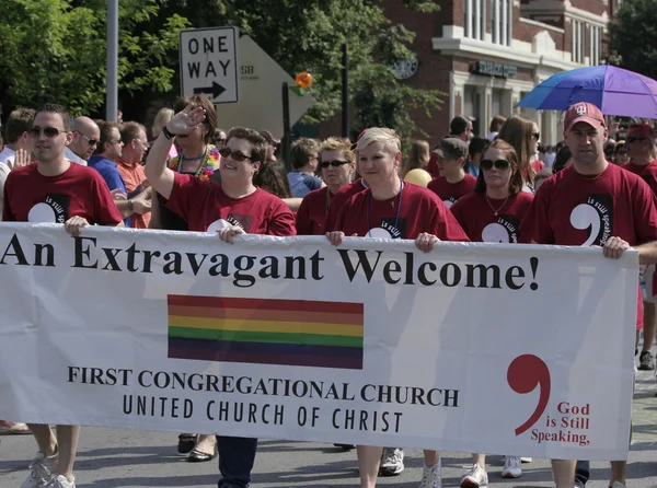 First Congregational Church Members walking at Indy Pride