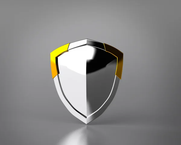 Metal shield on grey