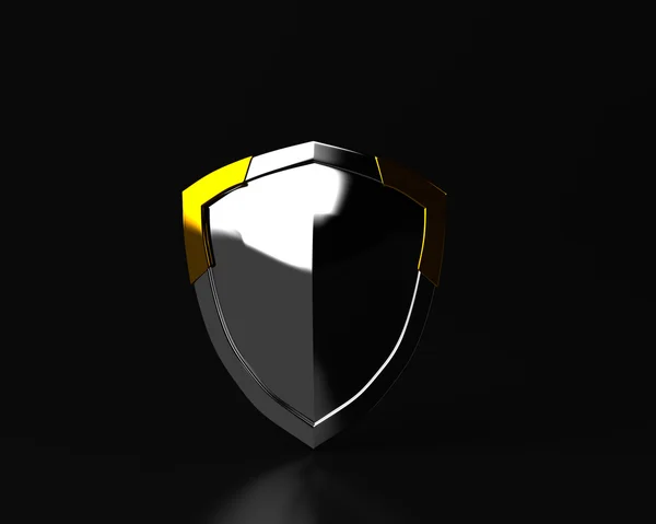 Metal shield on black