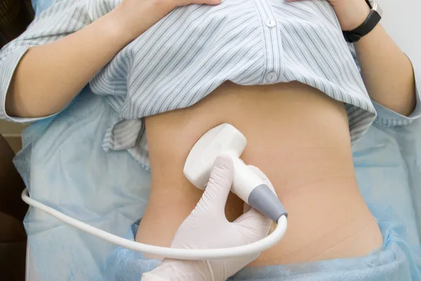 Scanning of a stomach of the pregnant woman.