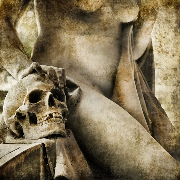 Beautiful dark sculptures - Staglieno cemetery, Genoa,Italy. Artistic picture