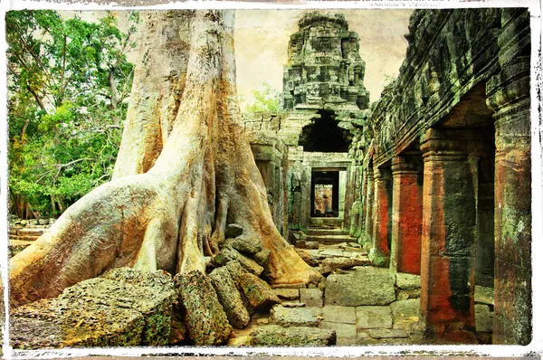 Ancient Cambodian temple - artwork in retro style — Stock Photo #12795420