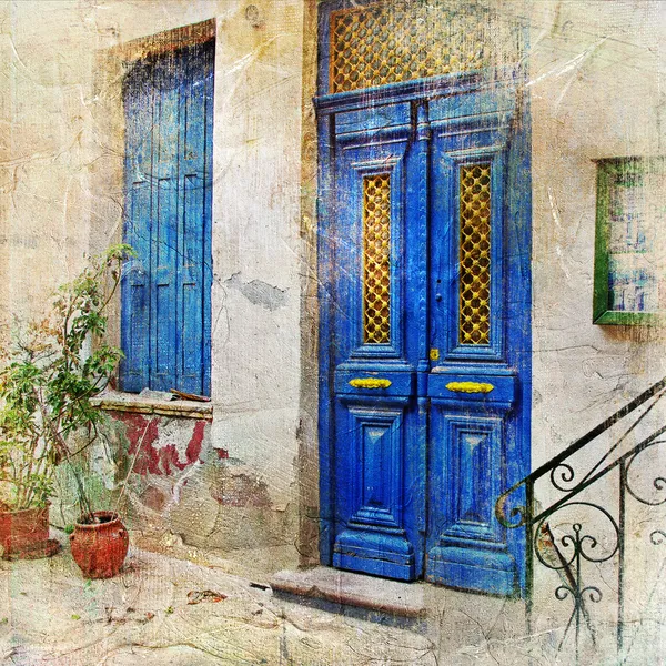 Traditional Greek streets -artwork in painting style