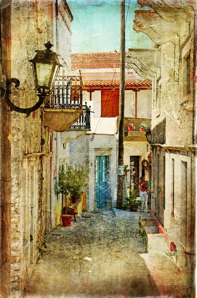 Old greek streets -artistic picture