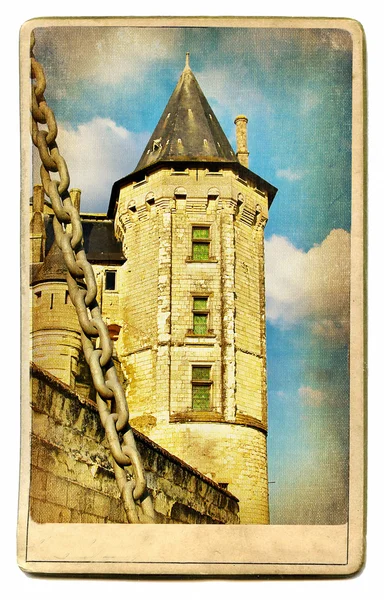 European landmarks series vintage cards - Saumur castle
