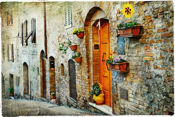 Charming old streets of medieval towns of Tuscany