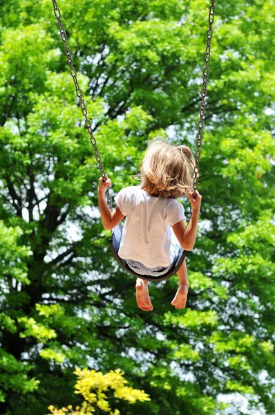 Little girl swinging