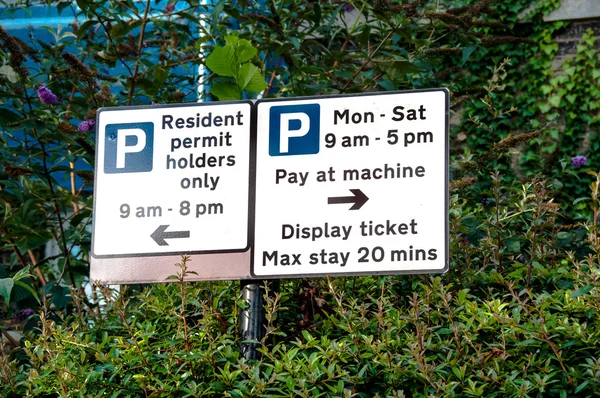 Sign of Parking restrictions in England UK