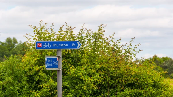 Sign post for Bury St Edmunds, Thurston, Suffolk, England UK