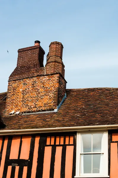 Close up of a chimney of a timber cottage, UK