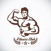 Bodybuilder Fitness Model Illustration, Sign, Symbol, Button, Badge