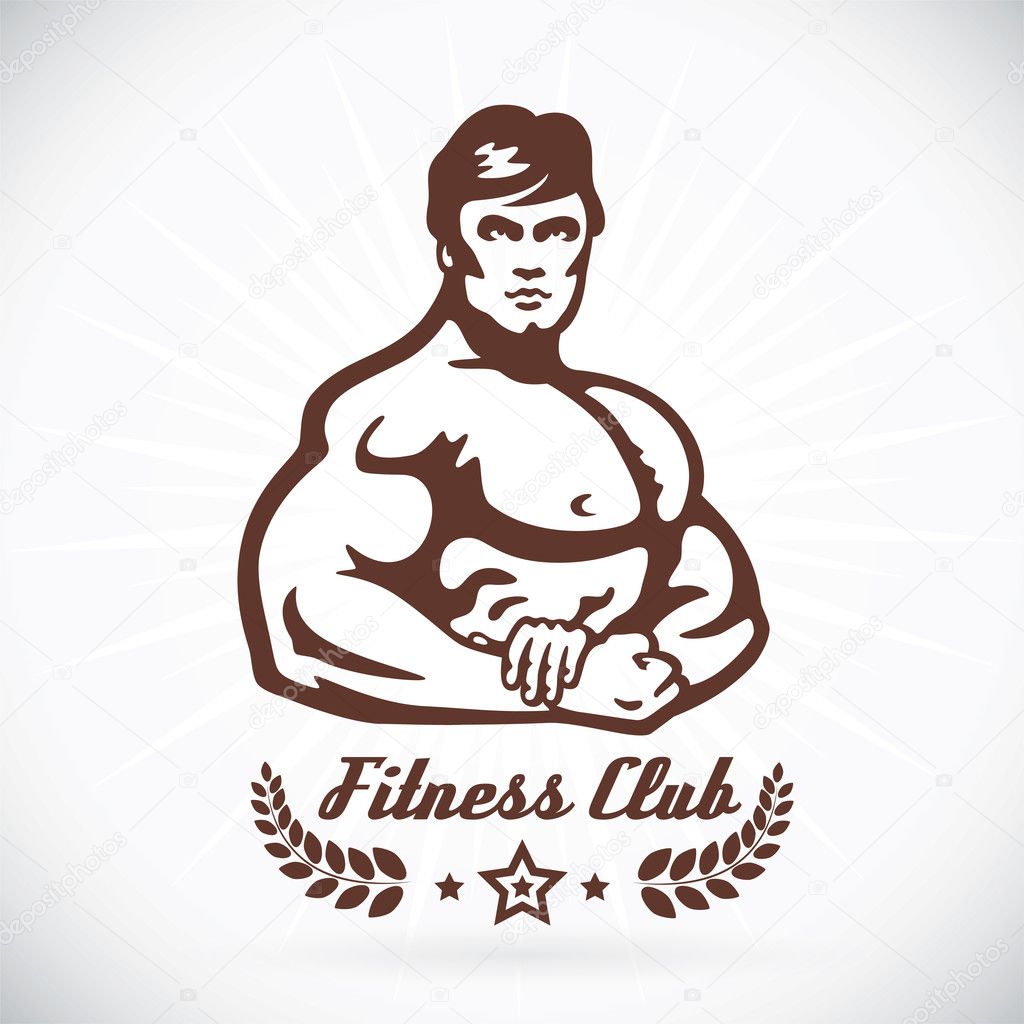 Bodybuilder Fitness Model Illustration, Sign, Symbol, Button, Badge