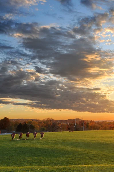 Football Practice Field at Sunset