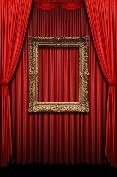 Red Curtain with Vintage Gold Frame