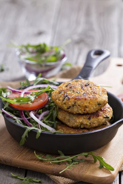 Vegan burgers with quinoa and vegetables