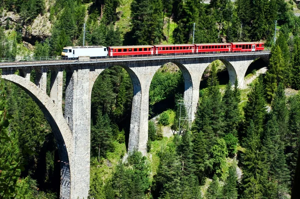 Swiss train on very high bridge