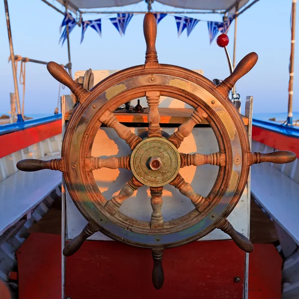 Steering boat wheel close-up