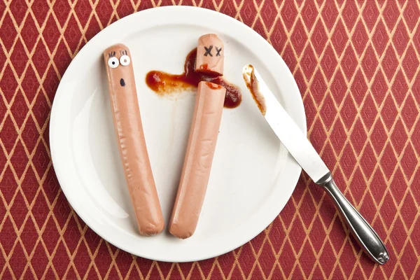 Funny picture of murdered hotdog