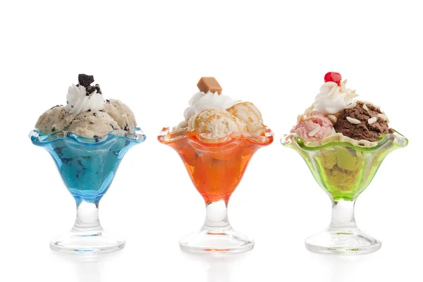 Three different variant of ice creams