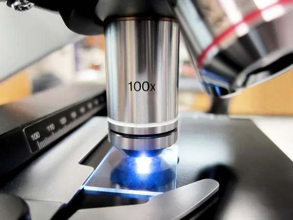 Science lab / modern laboratory equipment - electron microscope, 100x objective