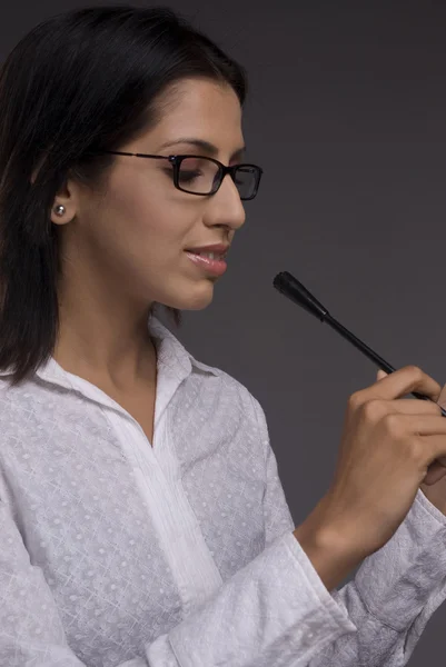 Woman speaking on the microphone