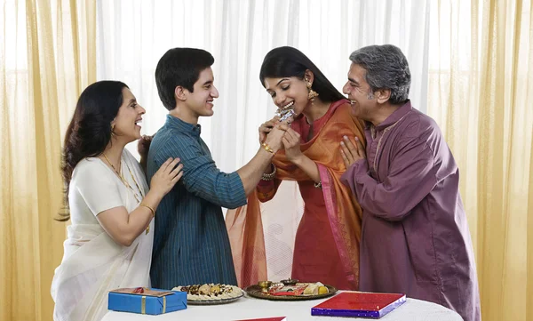 Family celebrating Rakhi