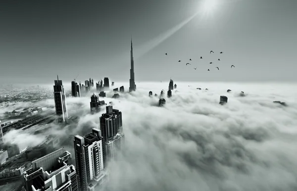 Burj Khalifa, Dubai covered in fog