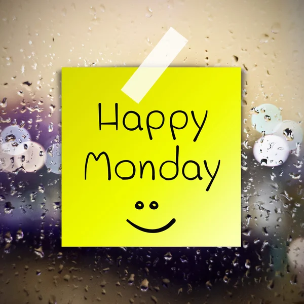 Happy Monday with water drops background with copy space