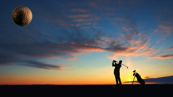 A man playing golf