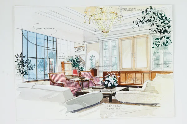 Sketch of an interior living room
