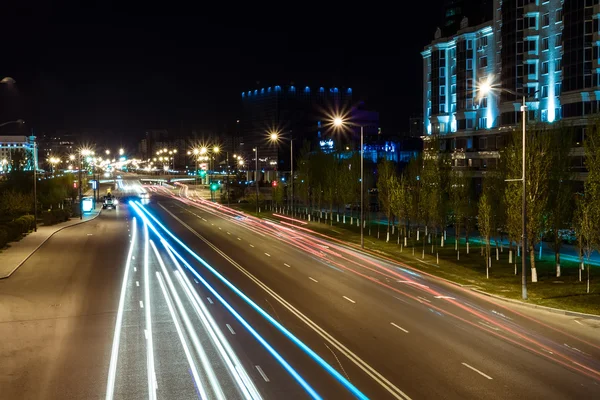 Night view of the street Orynbor. Astana, Kazakhstan.