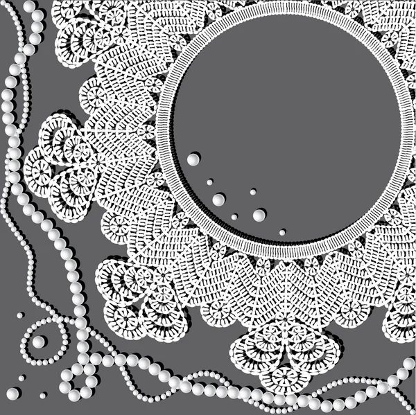 Crochet doily with pearl necklace