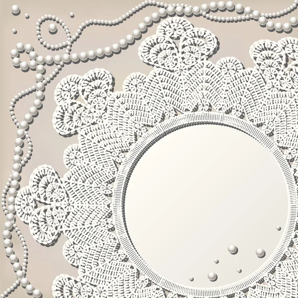 Crochet doily with pearl necklace