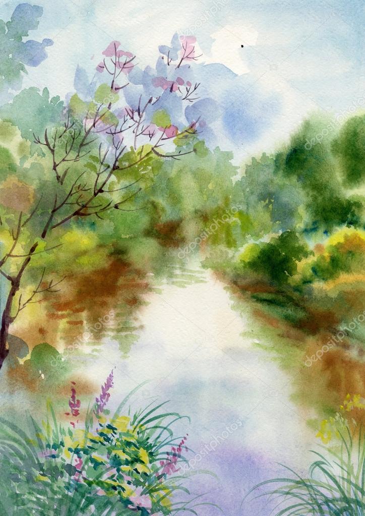 Watercolor Landscape Collection — Stock Photo © nadiastar #20002367