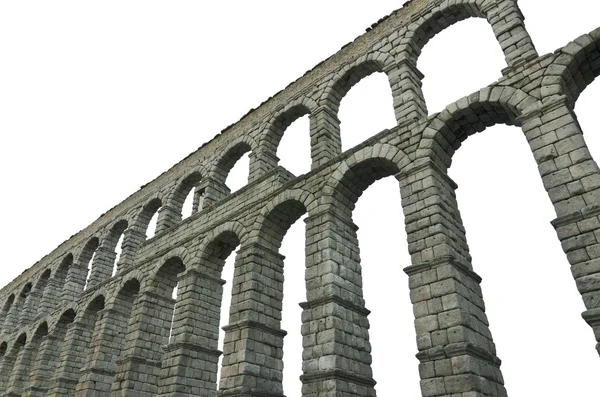 Segovia Aqueduct on white isolated background Famous Spanish Landmark