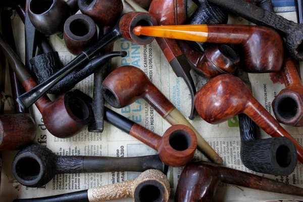 Tobacco pipes on a flea market