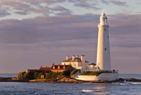 St Mary lighthouse at sunset