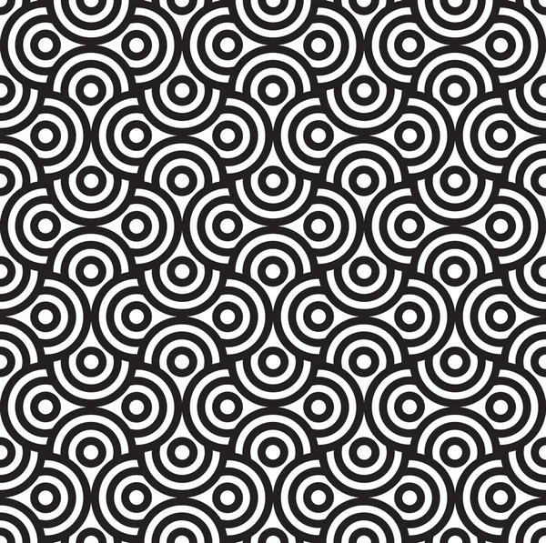 Spirals and Circles, Black and White Abstract Geometric Seamless Pattern Background.