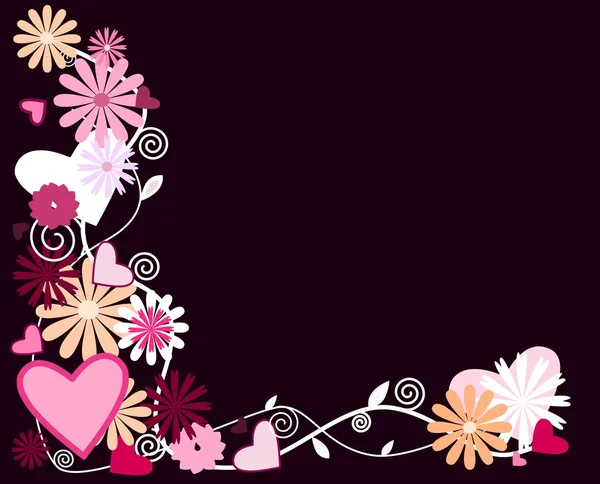 Black and pink banner with swirly hibiscus corner